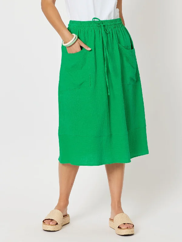 Byron Cotton Skirt - Emerald a-line skirt cut