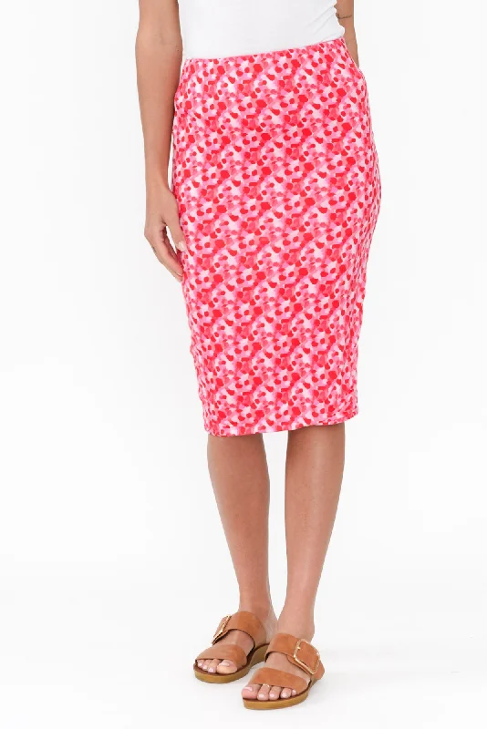 Cara Pink Spot Bamboo Blend Tube Skirt a-line skirt cut
