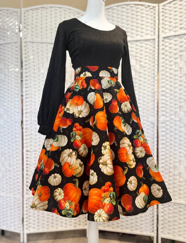 Circle Skirt - Pumpkins *sale ruffled skirt detail