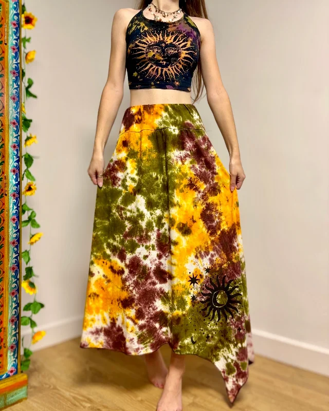 Earthy Tie-dye Celestial Skirt lace skirt intricate