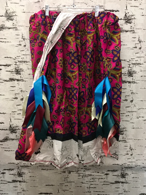 Handmade Magenta Beaded Blackfoot & White Buffalo Hem w/ Bag Ribbon Skirt summer skirt style