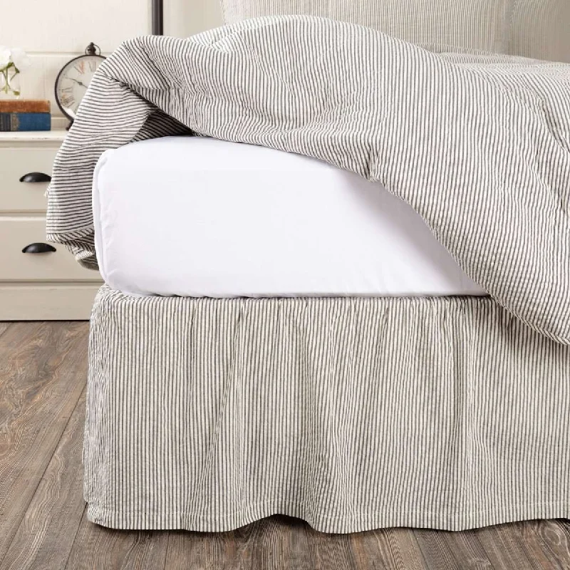 Hatteras Seersucker Blue Ticking Stripe Bed Skirts VHC Brands denim skirt classic