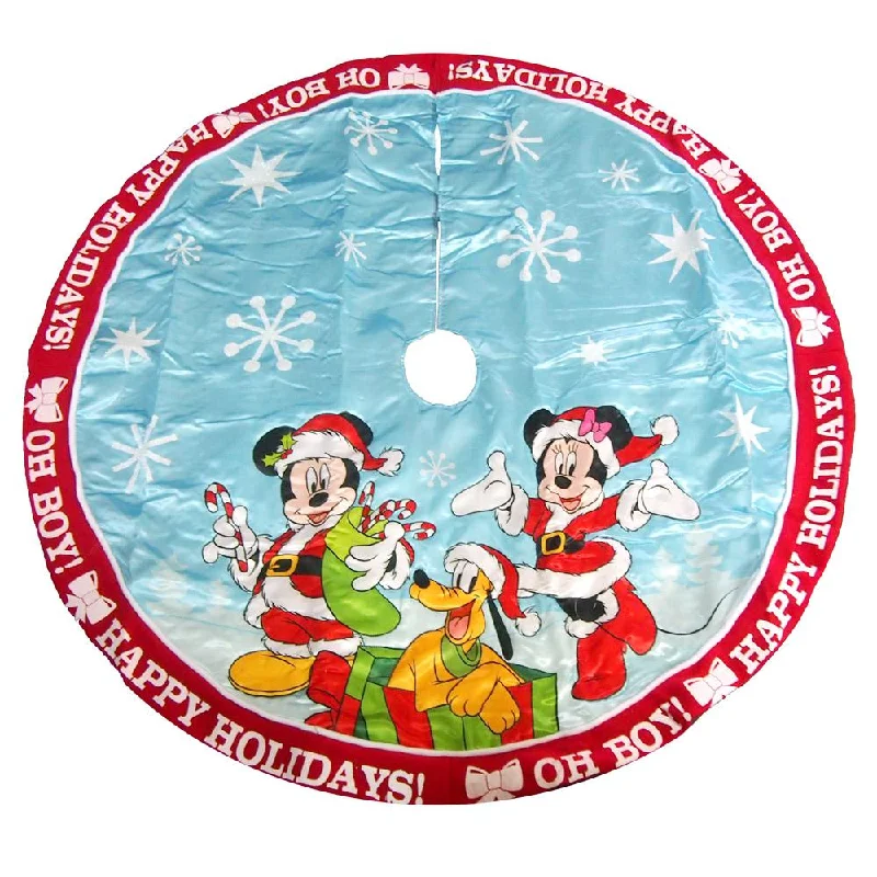 Mickey and Minnie Disney Christmas Tree Skirt, Red/Blue, 48-Inch velvet skirt plush