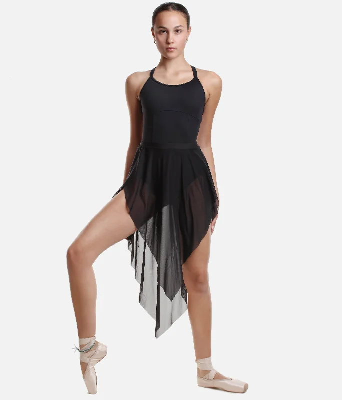Mirella Asymmetric Dance Skirt, Lyrical Skirt - 3541 button skirt front
