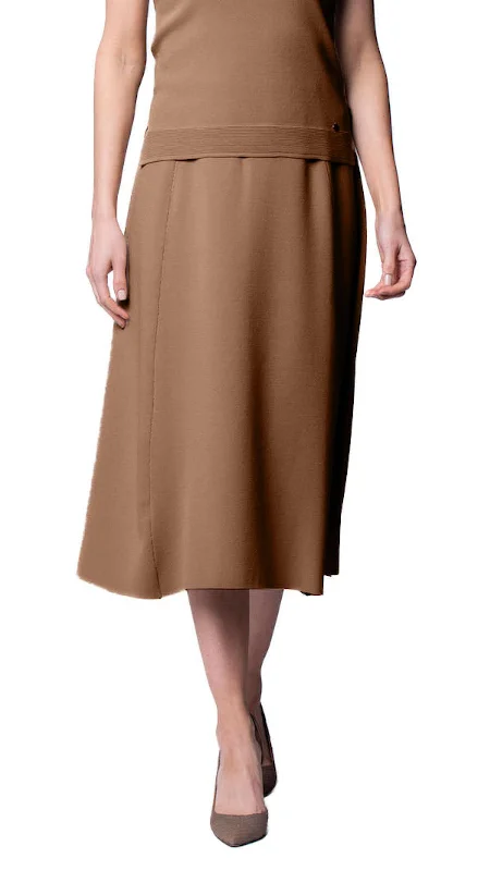 Natalie A-Line Midi Skirt; Mocha a-line skirt cut