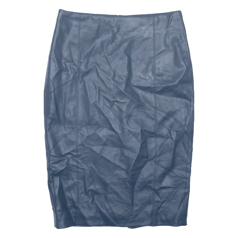 ORSAY Faux Leather Womens Pencil Skirt Blue Knee Length UK 6 chiffon skirt flowing