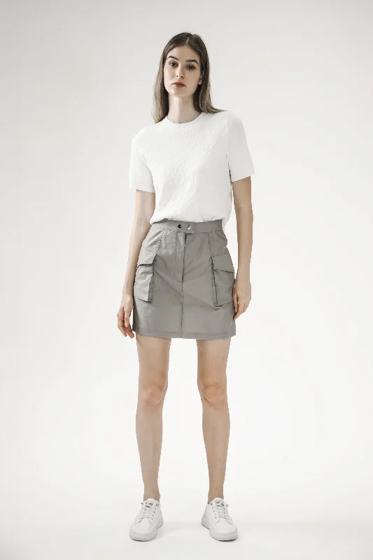PINK/KHAKI GREEN TRENCH COAT POCKET MINI SKIRT linen skirt relaxed