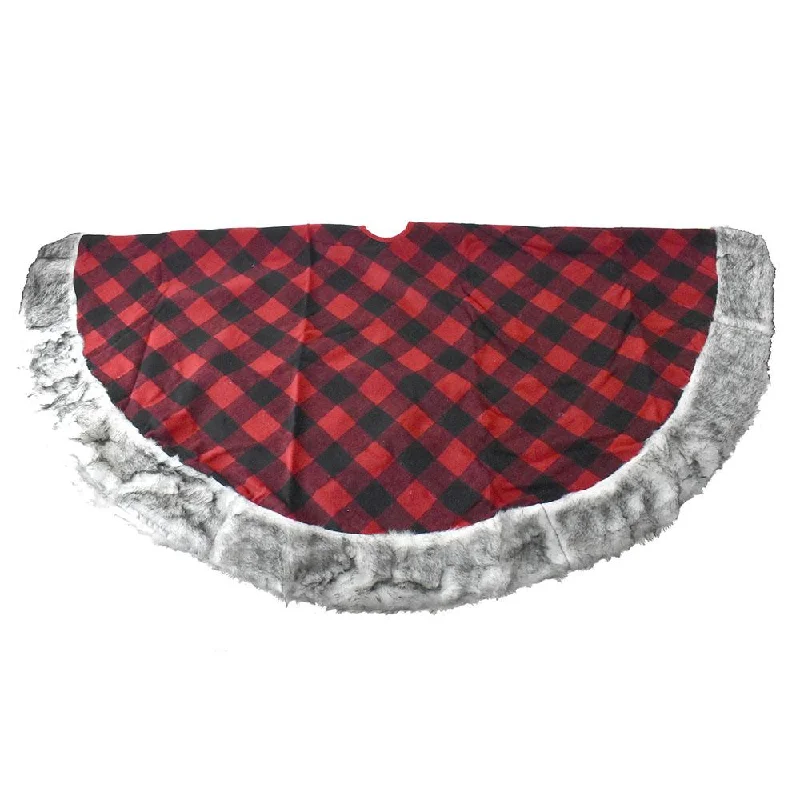 Red Plaid with Fur Trim Christmas Tree Skirt, 54-Inch corduroy skirt cozy