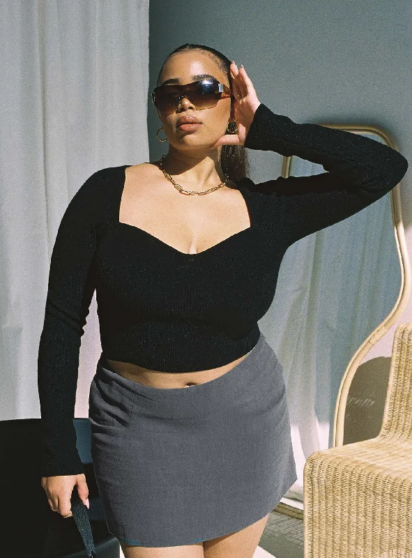 Selby Mini Skirt Grey Curve chiffon skirt airy