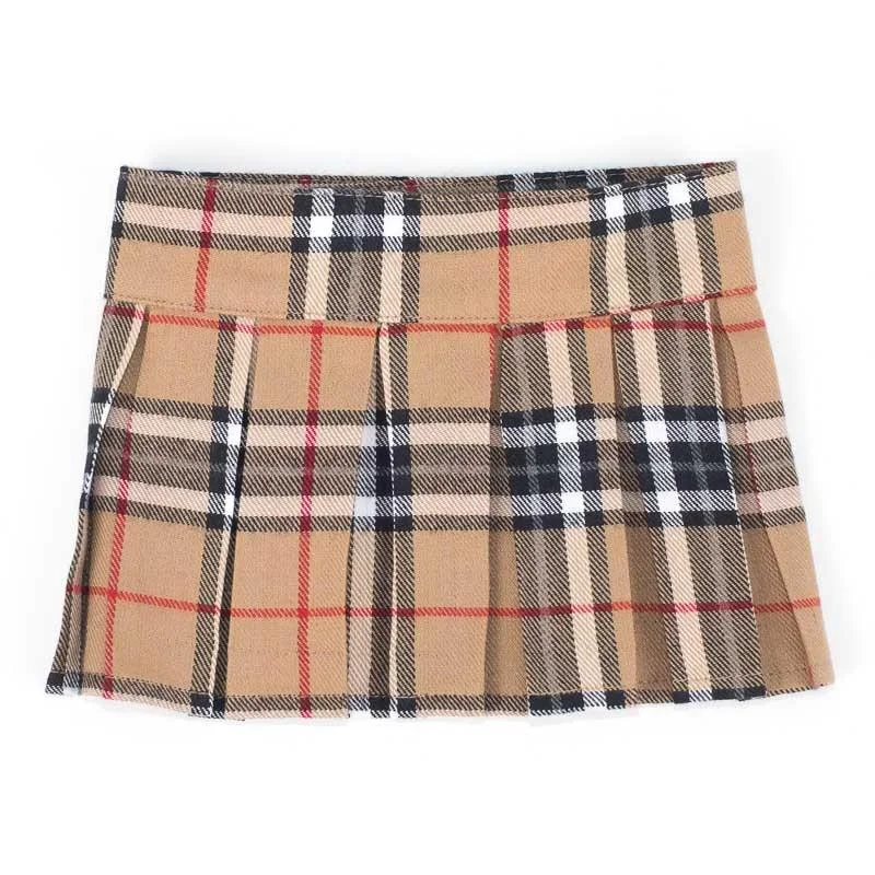 Tan Plaid Dog Skirt leather skirt sleek