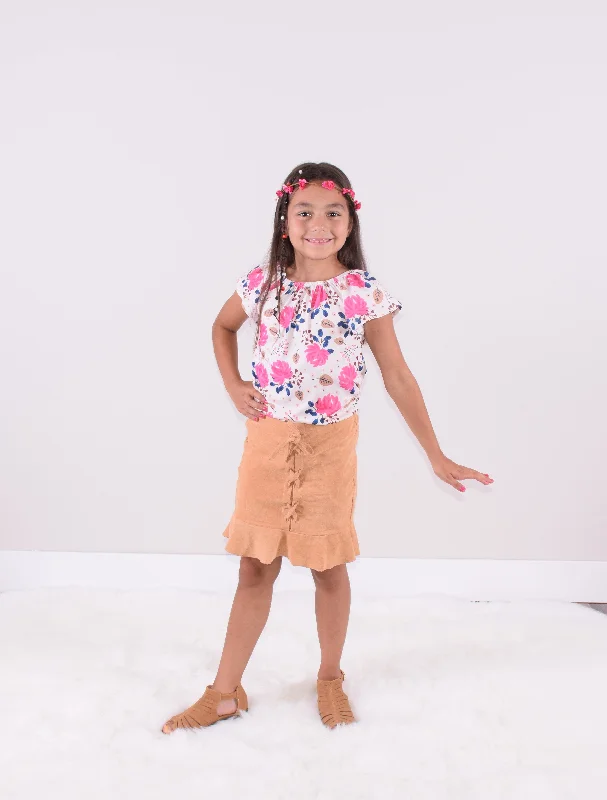 The Maya Floral 2pc Skirt Set - Beige lace skirt romantic