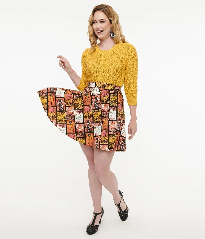 Retrolicious 1950s Trick or Treat Poster Skater Skirt silk skirt smooth