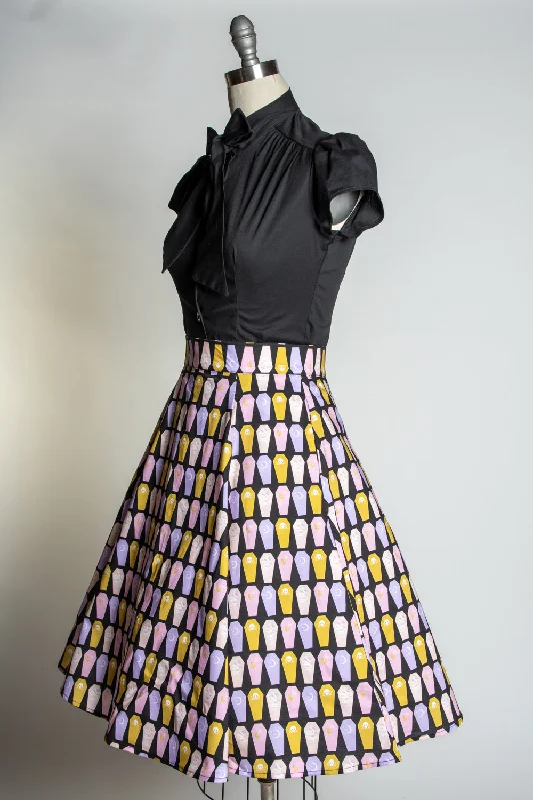 Twirl Skirt-  Pastel Coffins silk skirt lustrous
