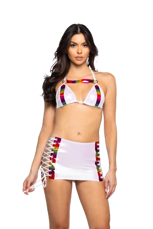 JR112 - Unicorn & Rainbow Lace-Up Skirt corduroy skirt durable